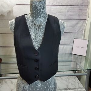 Zara Black Buttoned Vest